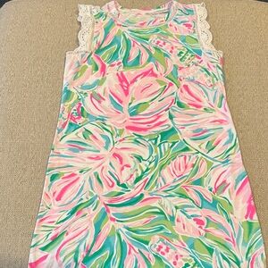 Women’s cotton Lilly Sleeveless Dress with Lace Trim